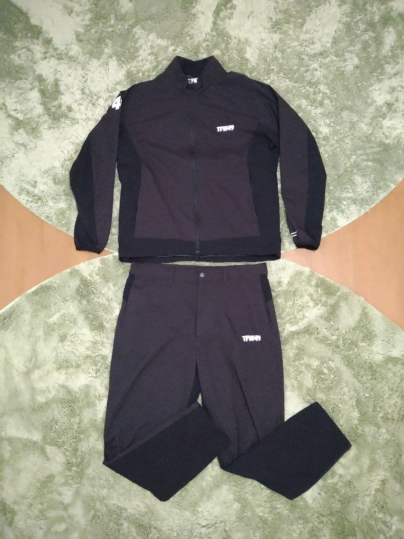 TFW49　メンズ　ゴルフウェア　レイン　ナイロン　セットアップ　黒　ブラック