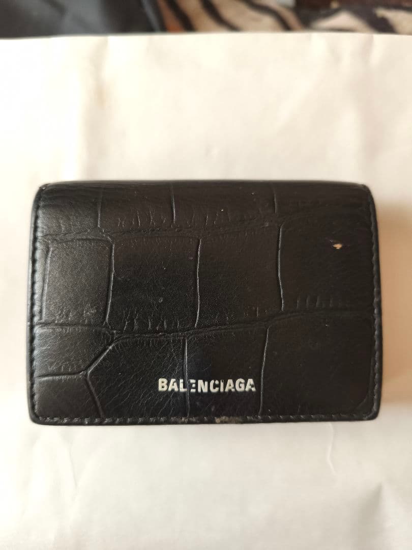 BALENCIAGA ブラック レザー 三つ折り財布