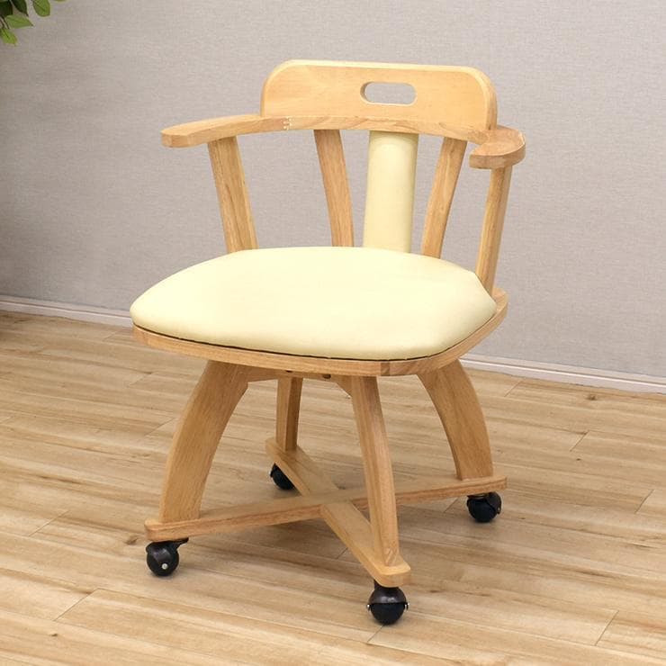 TR DC SC　6脚　回転式ダイニングチェア　肘付アーム　キャスターナチュラル