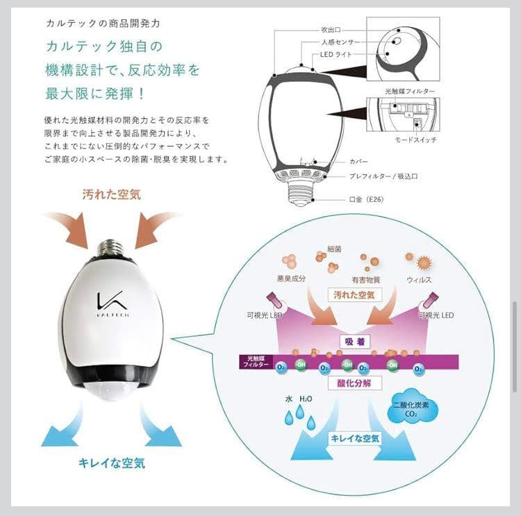 【新品・未開封】カルテック脱臭LED電球昼白色光触媒ターンド・ケイKL-B02