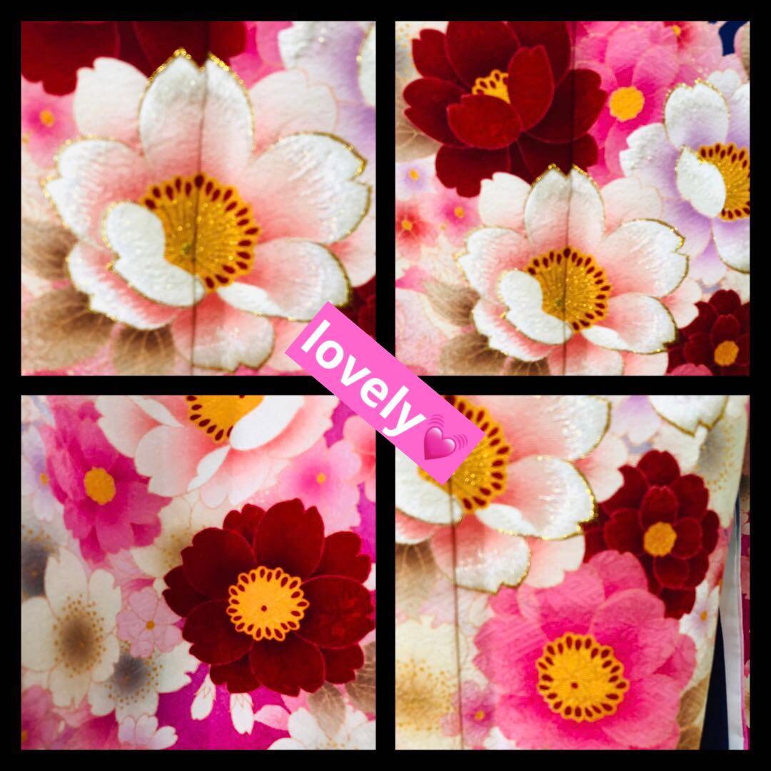 豪華振袖完全フルセット‼️正絹人気Blue花々金糸刺繍金彩煌びやか際立つ‼️銘品