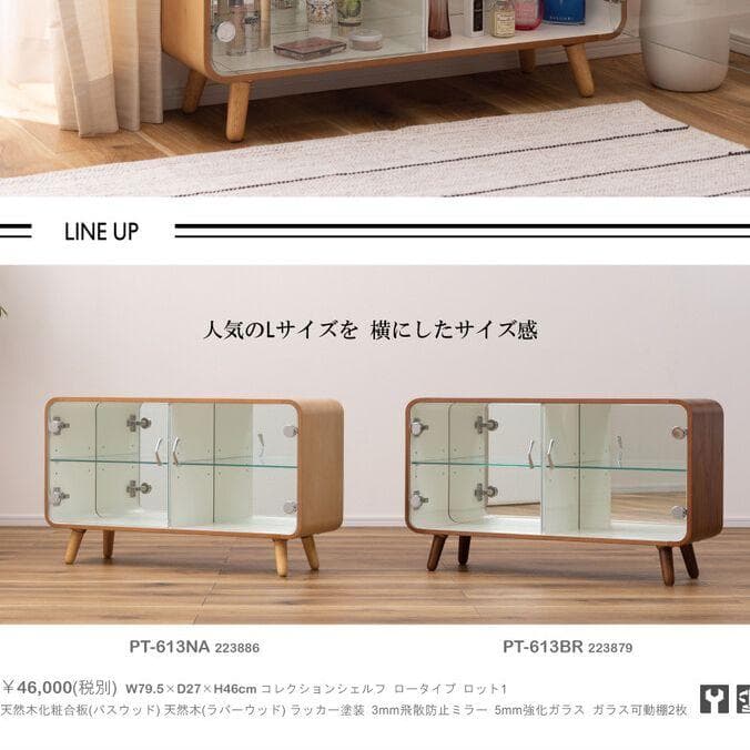 角が丸いデザイン☆２段横型ブラウン☆ コレクションシェルフ コレクションケース