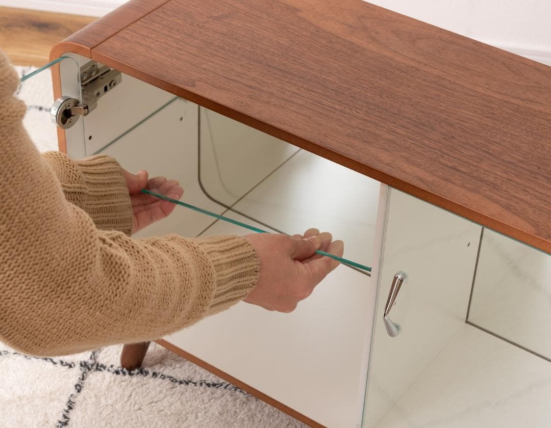 角が丸いデザイン☆２段横型ブラウン☆ コレクションシェルフ コレクションケース