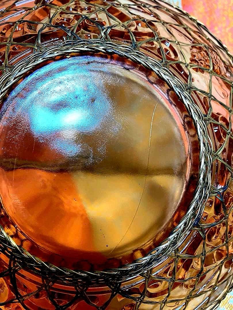 フルーツ皿　菓子皿　ガラス製　ぶどう柄　ヴィンテージ　アンティーク