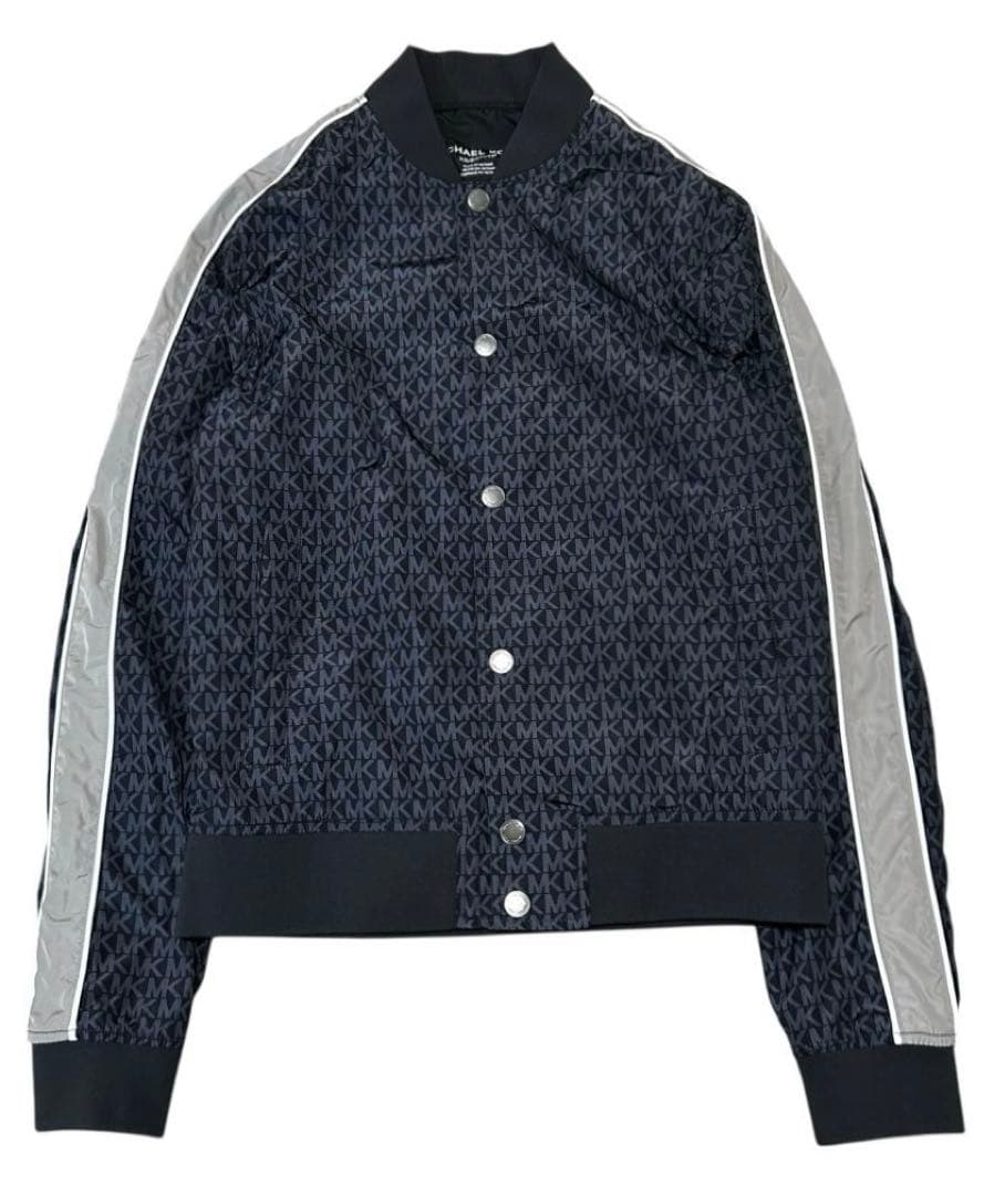 MICHAEL KORS 総柄ロゴ ライン ナイロン MAー1 ジャケット