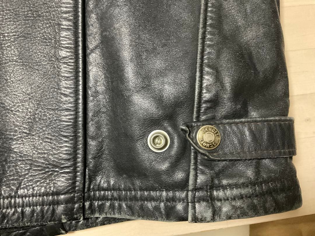 Schott ブラックレザーシングルライダースジャケット