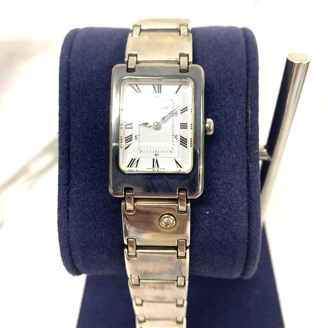 +【希少】テクノスクォーツ腕時計　シルバー925銀無垢　ワンポイントダイヤ