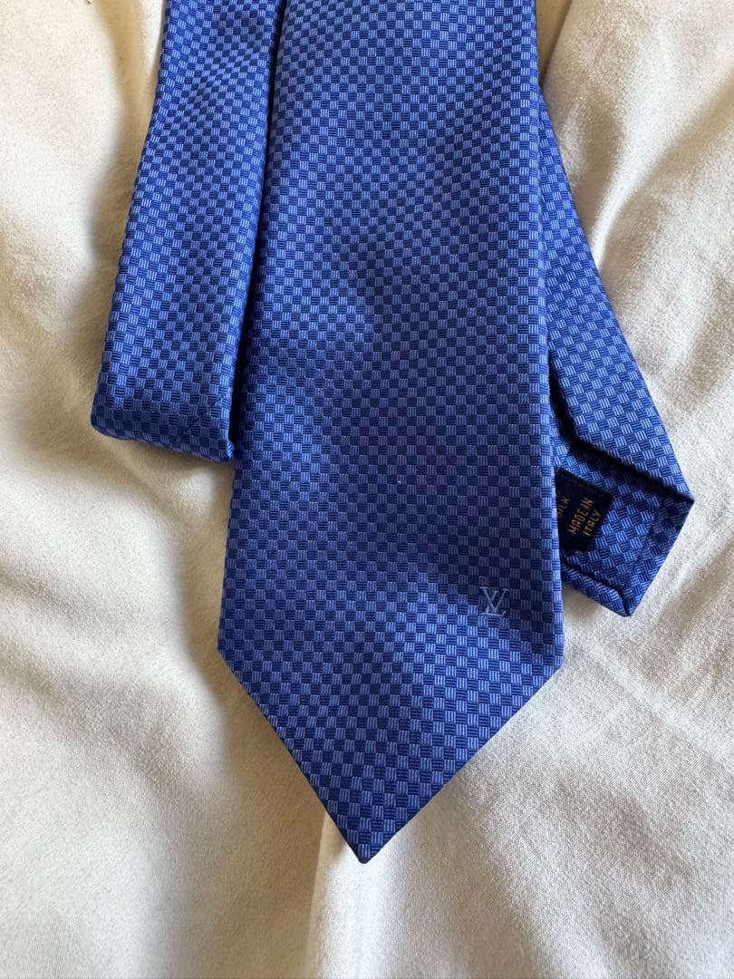 Louis Vuitton 青 チェック柄 ネクタイ