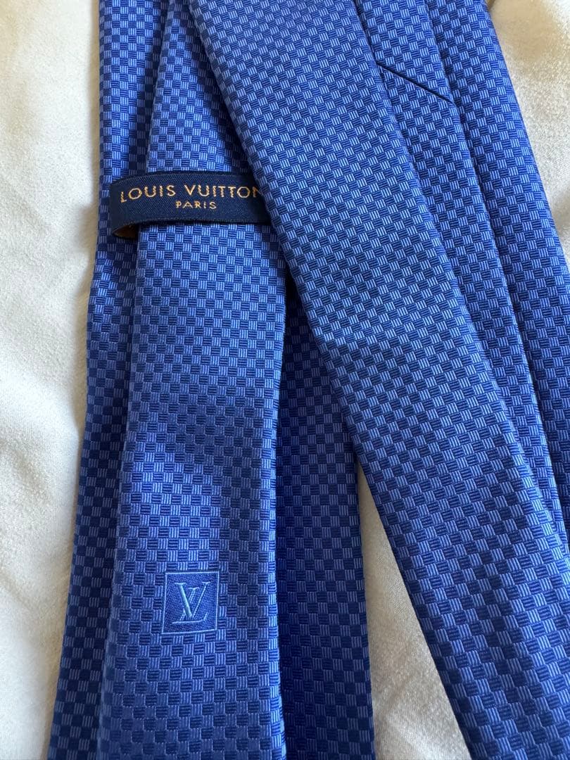 Louis Vuitton 青 チェック柄 ネクタイ