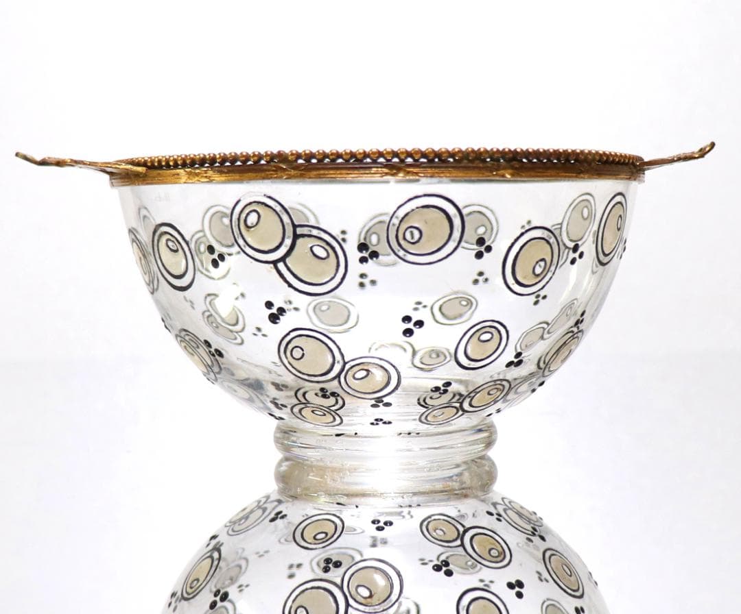 オールド・バカラ ジョルジュ・シュバリエ ブロンズ装飾エナメル彩木の実文 ボウル