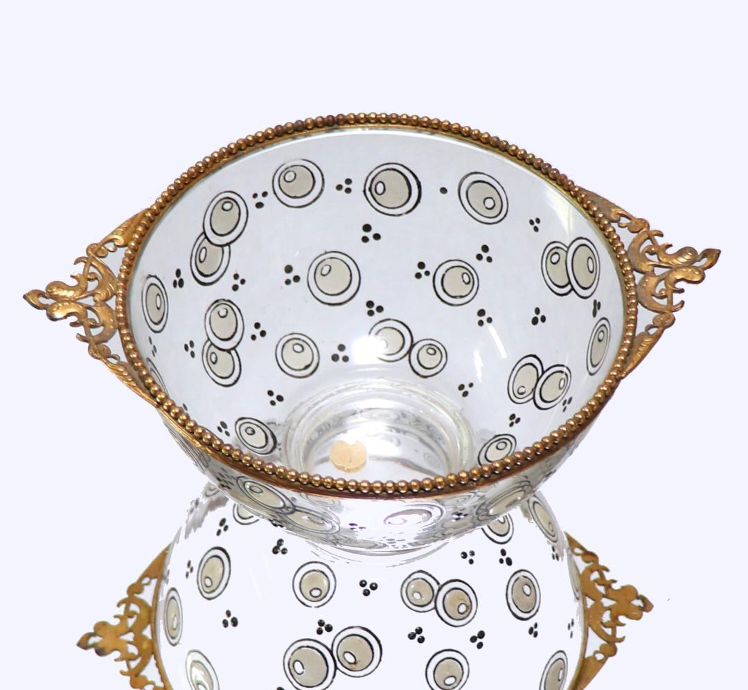 オールド・バカラ ジョルジュ・シュバリエ ブロンズ装飾エナメル彩木の実文 ボウル