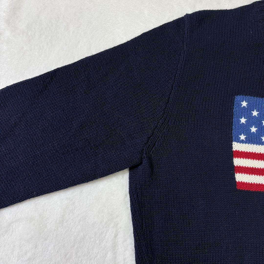 【USA製】ポロラルフローレン　星条旗　コットン　ニット　セーター