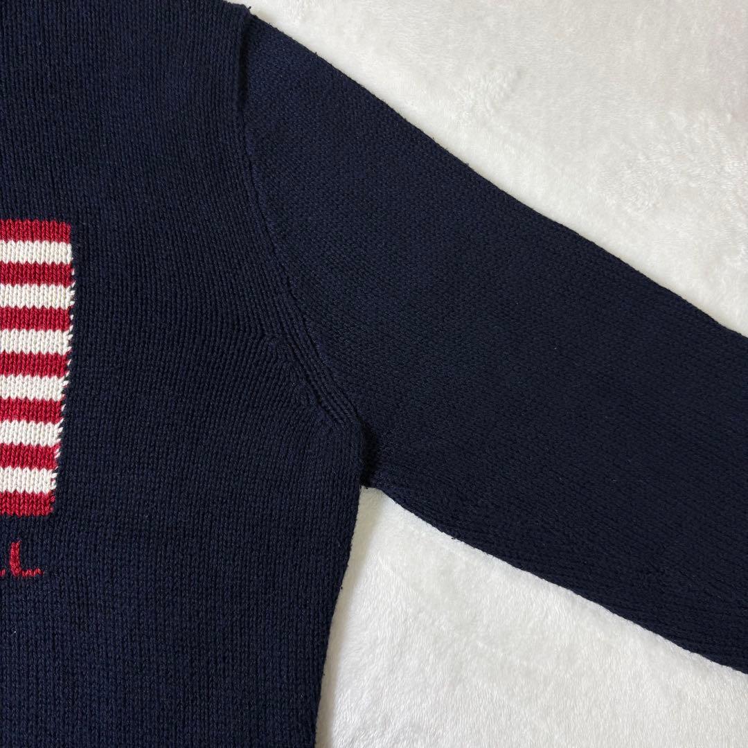 【USA製】ポロラルフローレン　星条旗　コットン　ニット　セーター