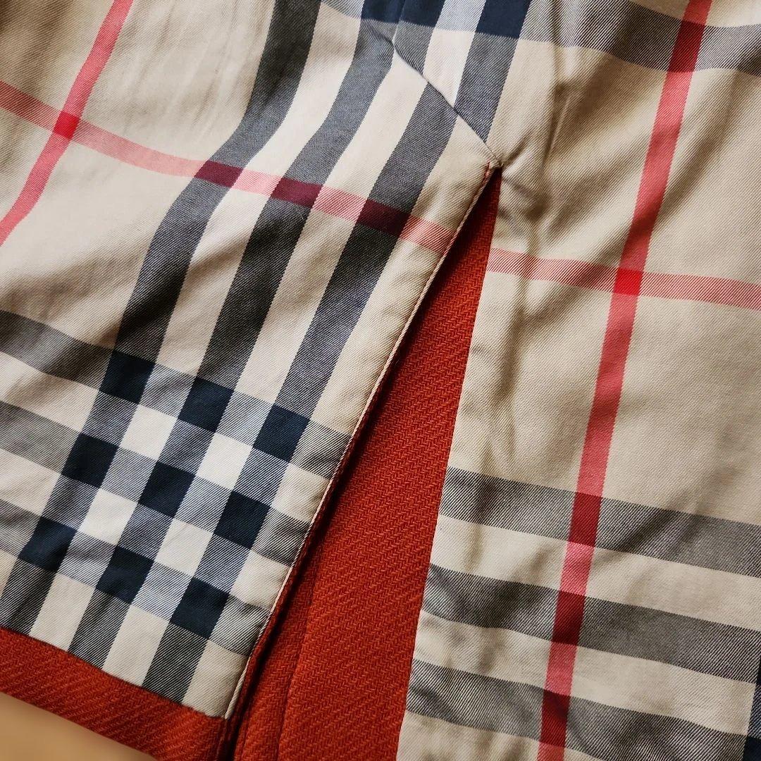 BURBERRYオレンジ ダッフルコートフード一体型ノバチェック