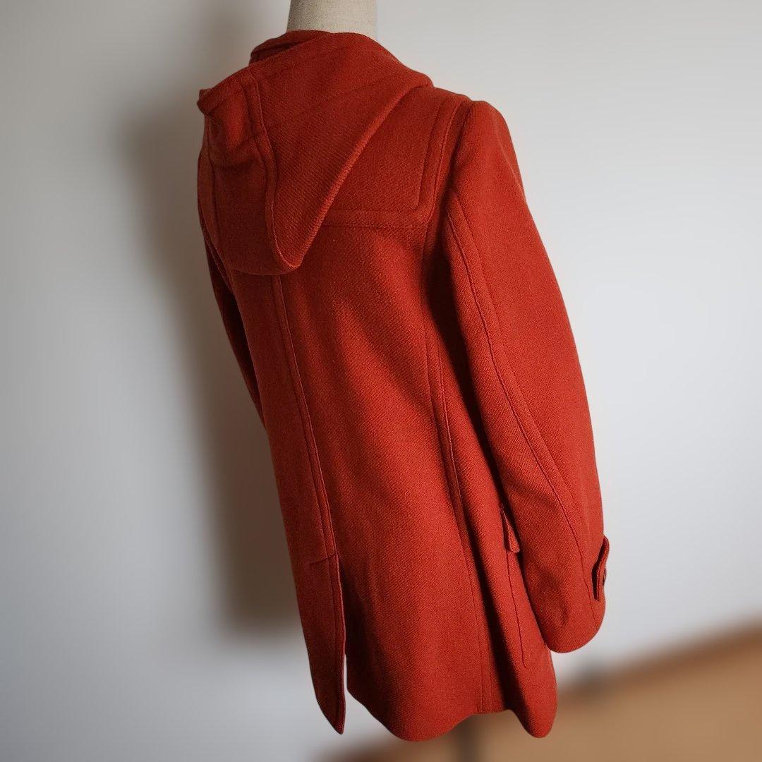 BURBERRYオレンジ ダッフルコートフード一体型ノバチェック