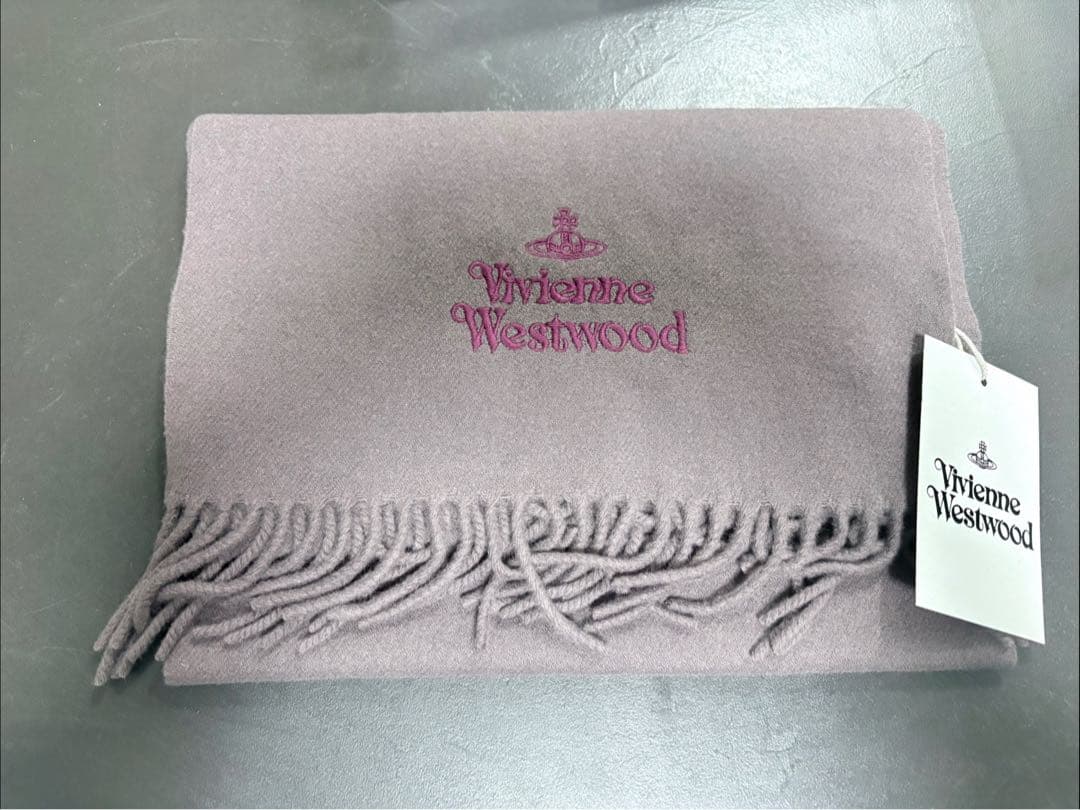 新品Vivienne Westwood ウールマフラー　ブラウンパープル