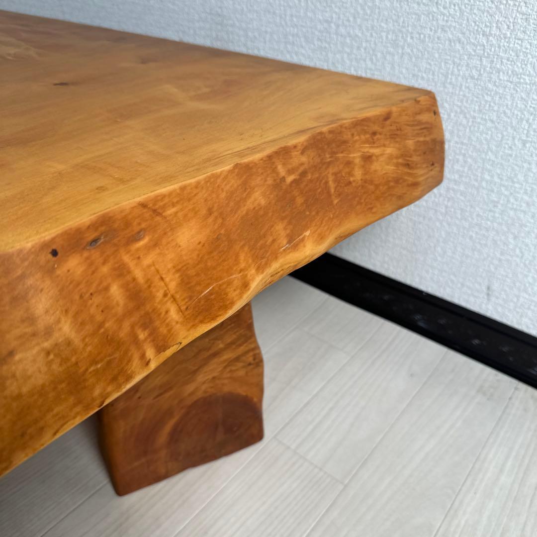 栃 トチ材 無垢 一枚板 座卓/耳付き 栃虎杢 光明杢 幅132cm iso※