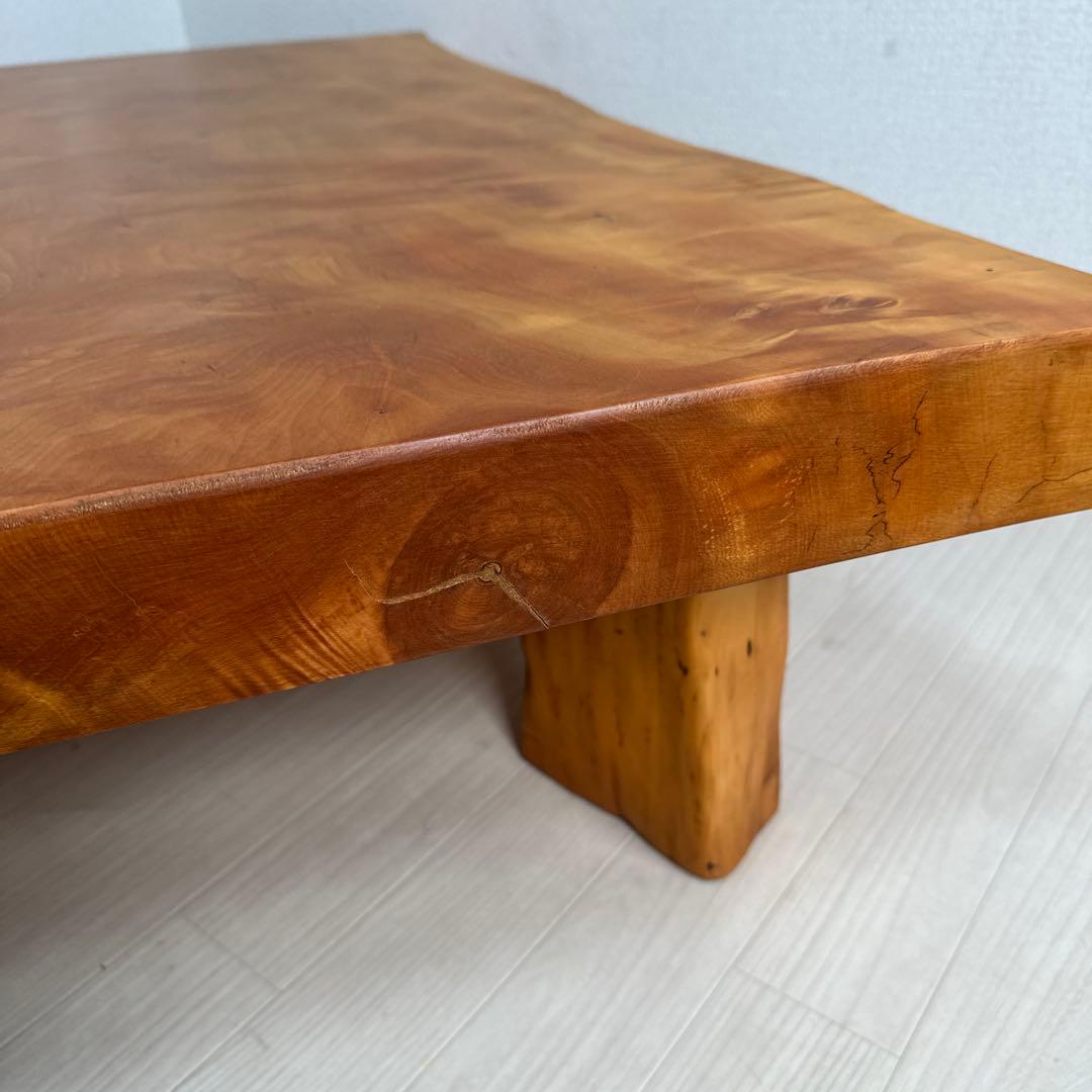 栃 トチ材 無垢 一枚板 座卓/耳付き 栃虎杢 光明杢 幅132cm iso※