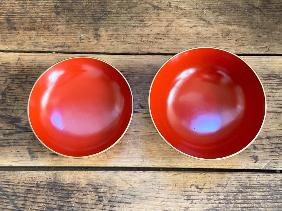 能登蔵出し 輪島塗 朱漆 金縁 煮物椀 2客 / 朱漆 漆器椀 懐石椀 雑煮椀