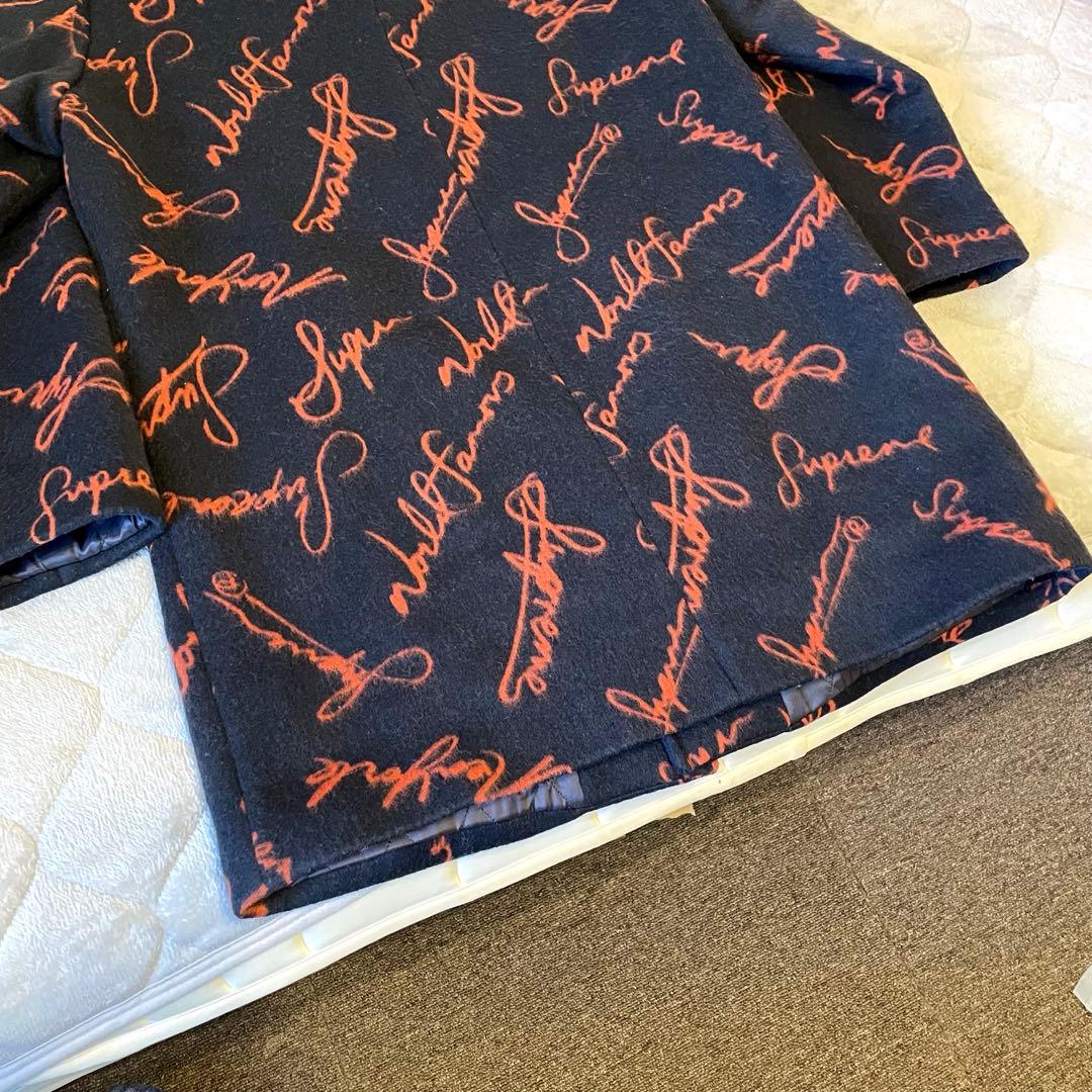 ブ*ル様 Supreme Script Logos Wool Overcoat