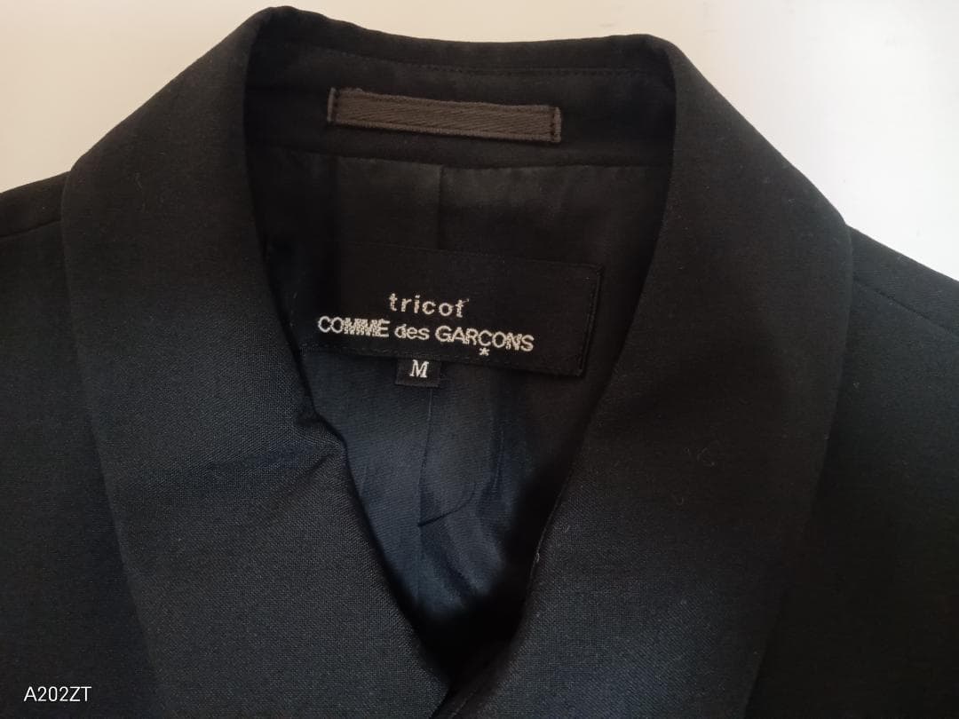 ★トリココムデギャルソン COMME ・ギャバジンステンカラージャケット・黒・M