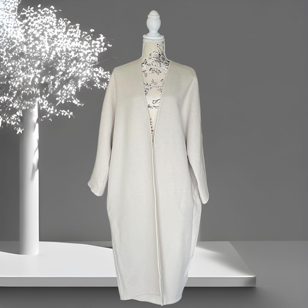 【F】 ドゥーズィエムクラス ♡ ノーカラー ウール カシミヤ混 ロングコート