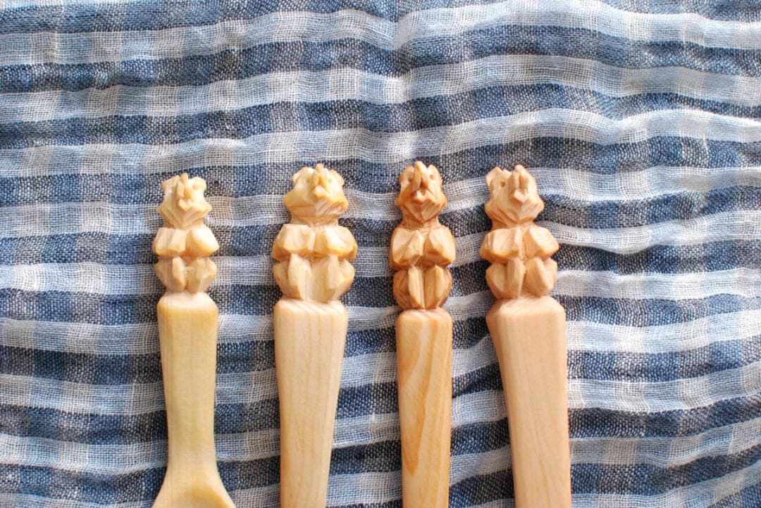 SK2 新品未使用　シベリア杉スプーン アナスタシア 熊　シベリア五葉松　木製