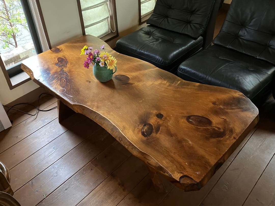 センターテーブル リビングテーブル ローテーブル 自然形状 ブラウン パイン材