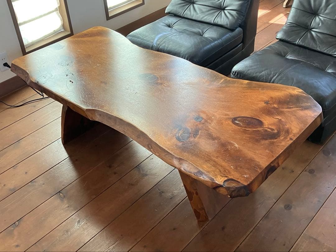 センターテーブル リビングテーブル ローテーブル 自然形状 ブラウン パイン材