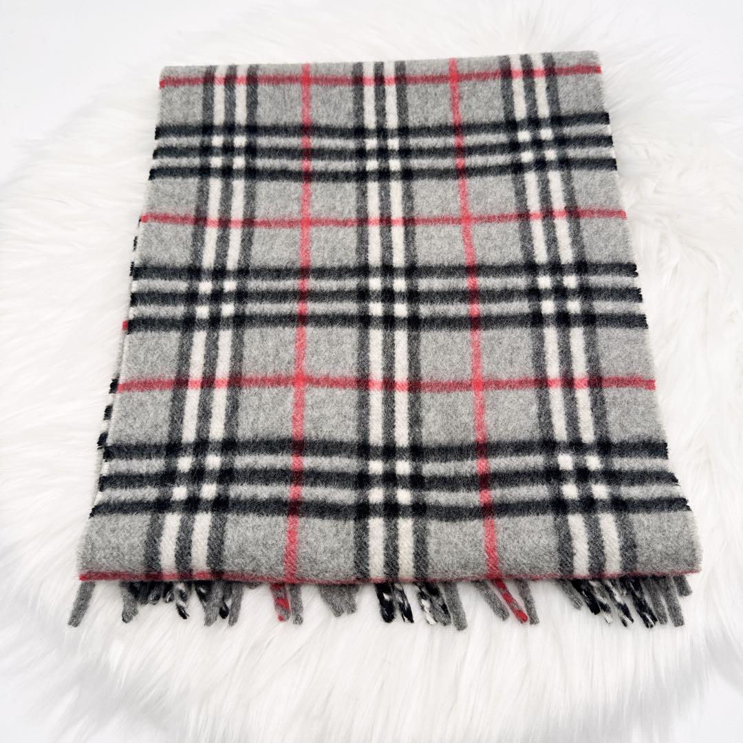 極美品✨ バーバリーロンドン マフラー カシミア100 ノバチェック グレー