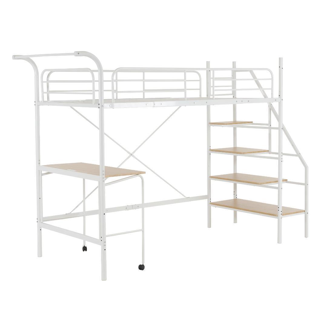 システムベット ロフトベッド シングル デスク コンセント ハンガーポール付き