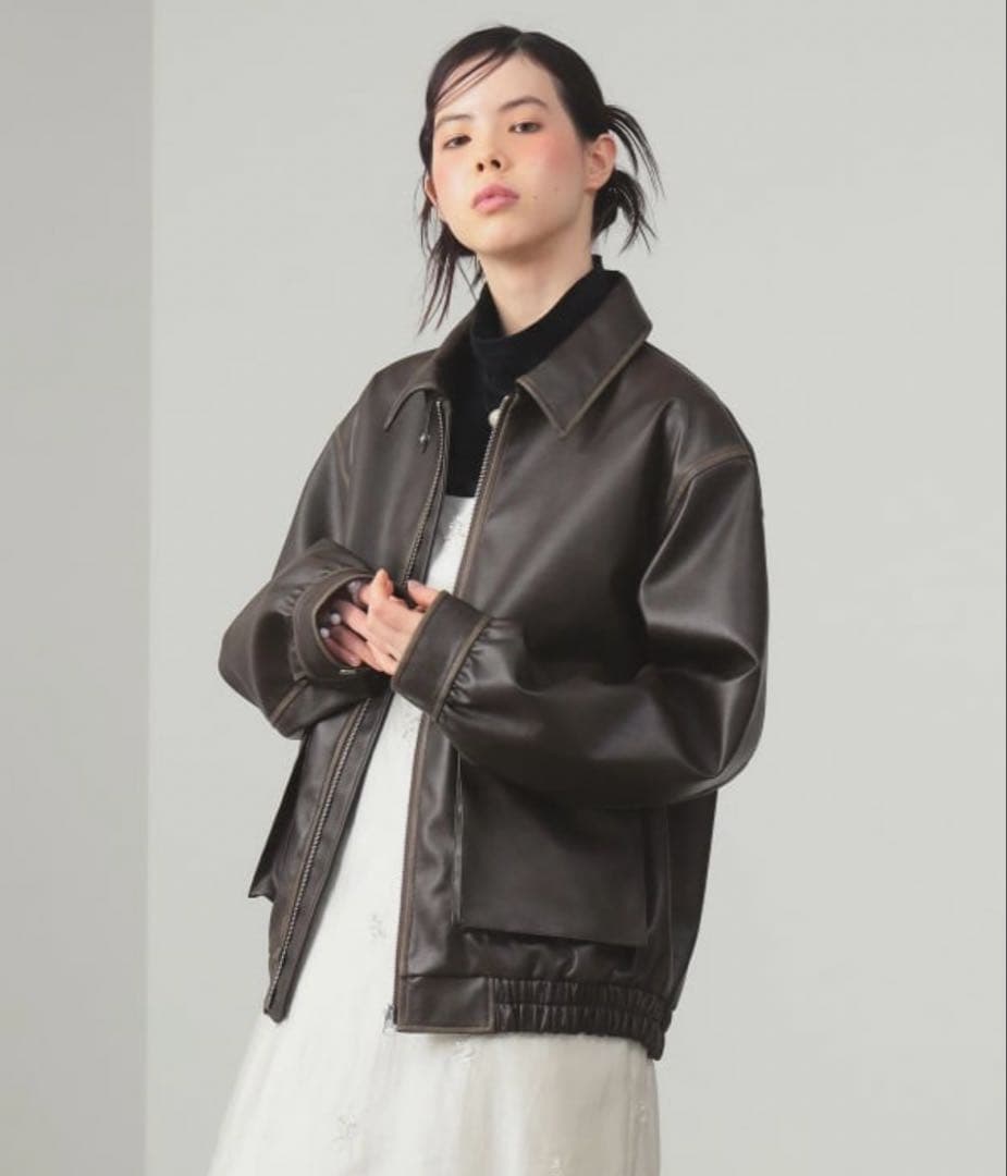 RayBEAMS フェイクレザー フライト ジャケット/ダークブラウン/0サイズ