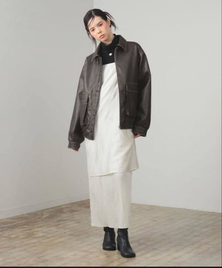 RayBEAMS フェイクレザー フライト ジャケット/ダークブラウン/0サイズ