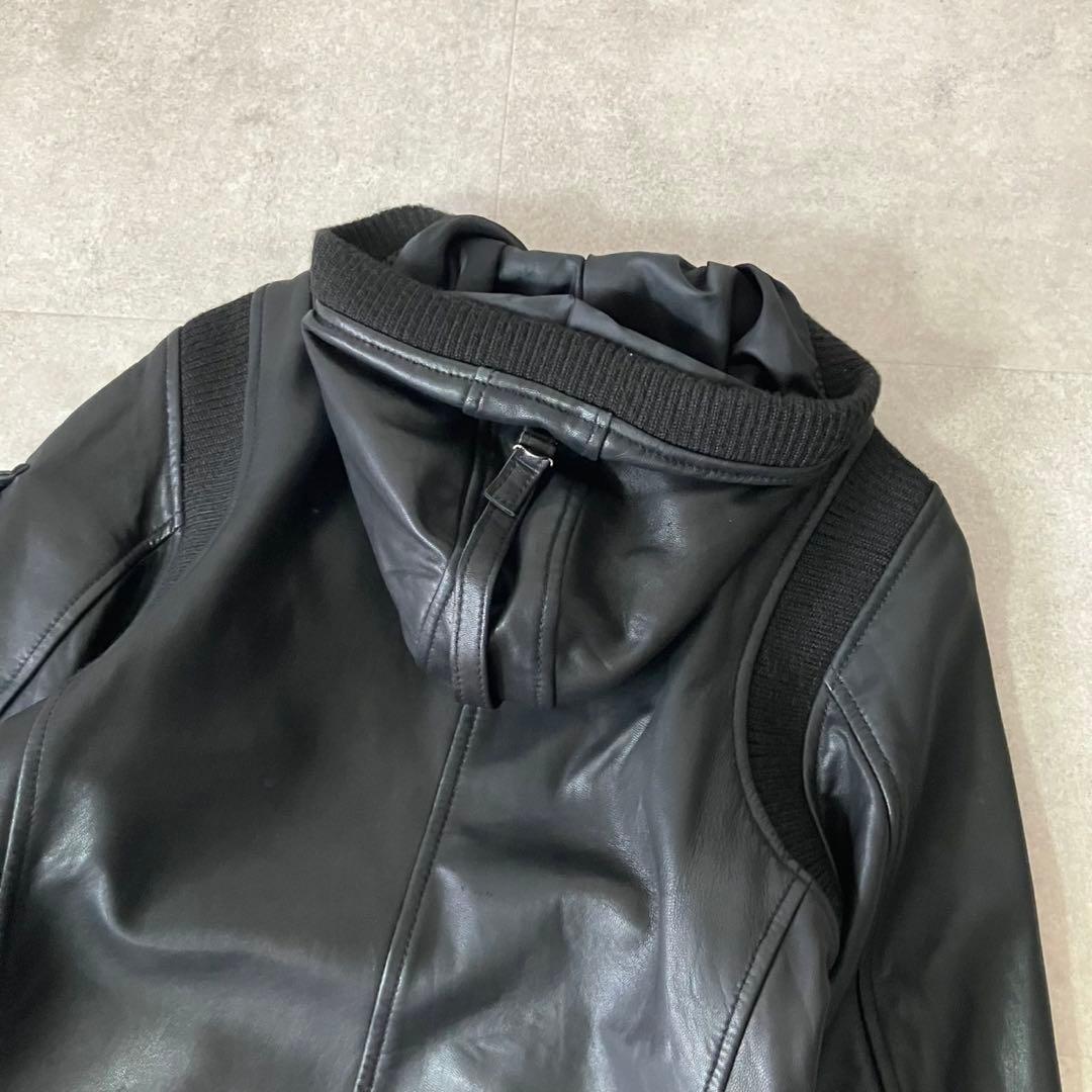 ◆AVIREX ラムレザー ジップアップパーカ/M/レディース