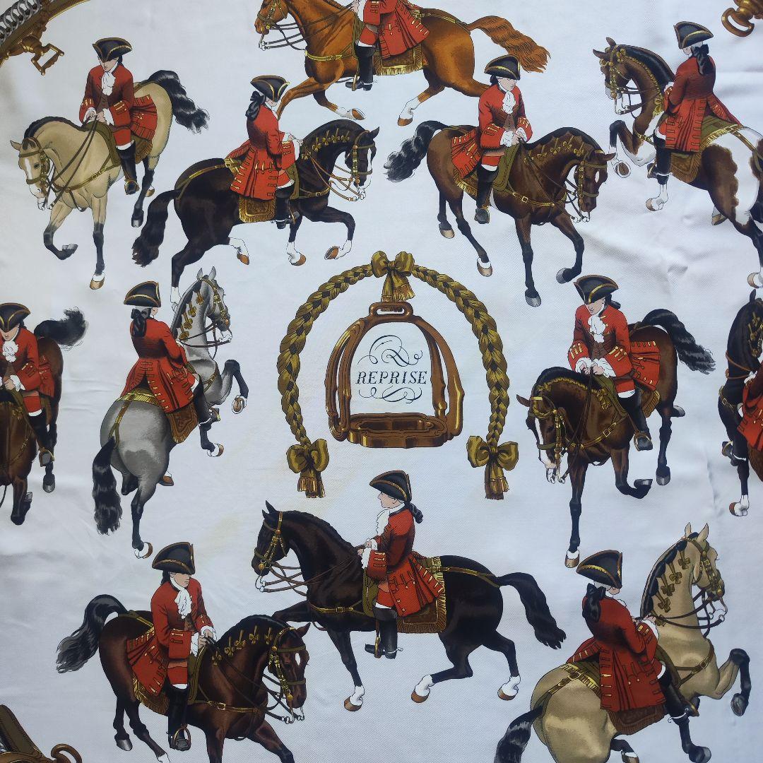 【美品】HERMES エルメス カレ90 REPRISE 乗馬風景 ボルドー系