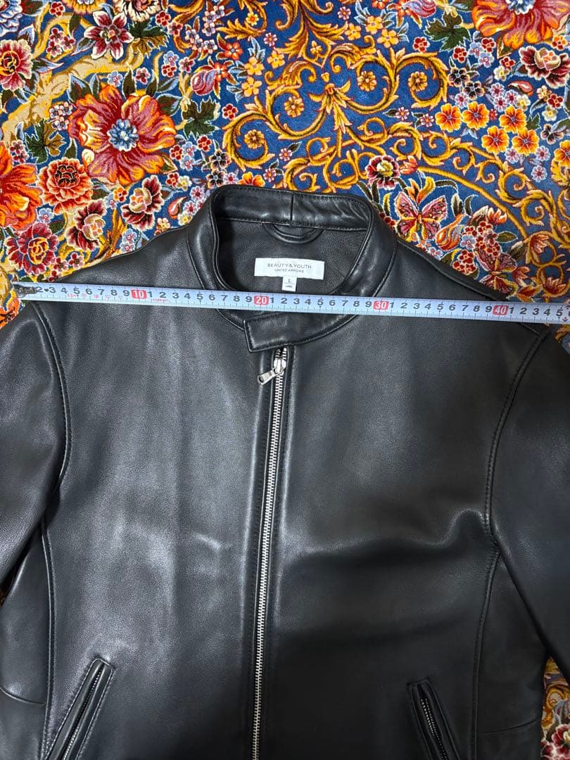 美品 BEAUTY&YOUTH シングルレザー ライダース L ブラック