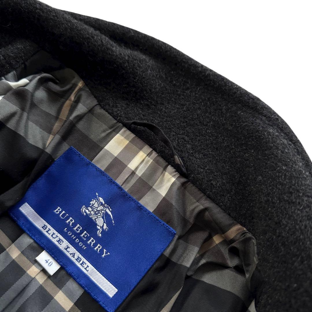 バーバリー モヘヤ混 ロングコート ダブルボタン フレア Aライン 黒 40