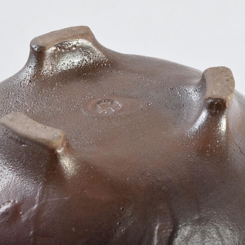 丹波焼　大上昇作　赤土部釉　香炉　共布共箱　C　8733