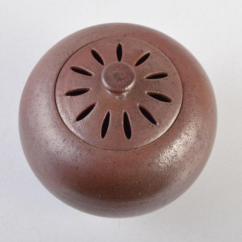 丹波焼　大上昇作　赤土部釉　香炉　共布共箱　C　8733