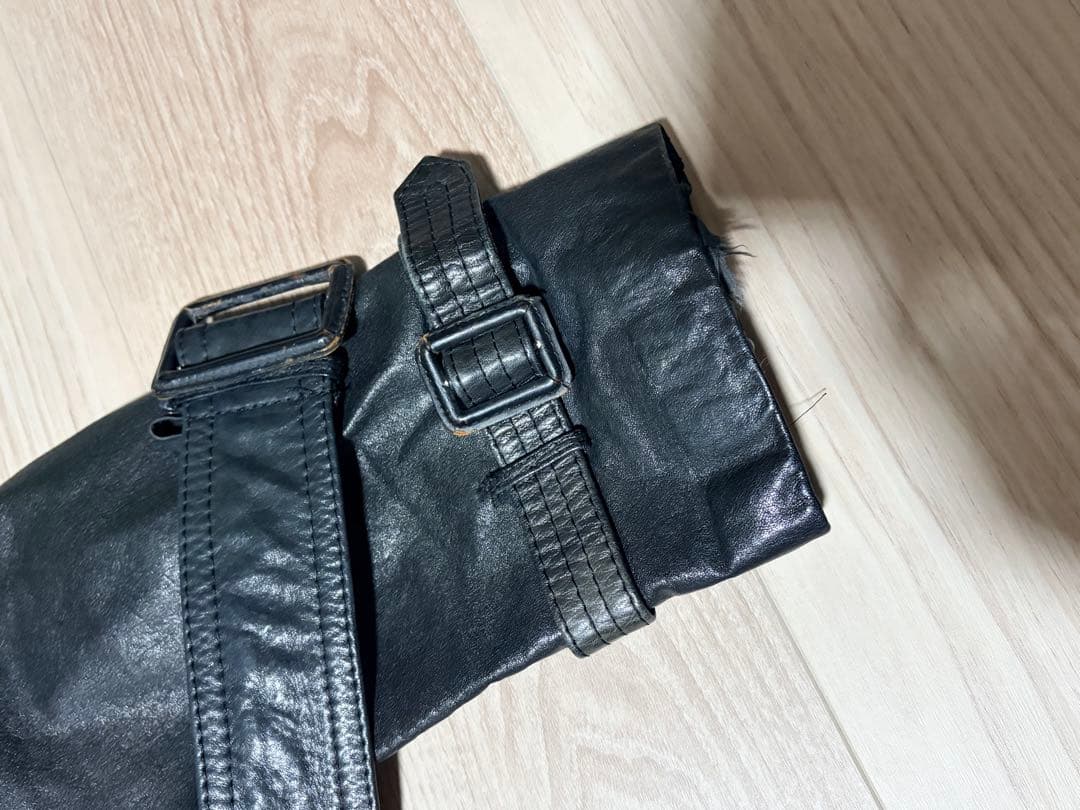 古着 ヴィンテージ レザートレンチコート 本革 黒 ロング丈 マキシ丈