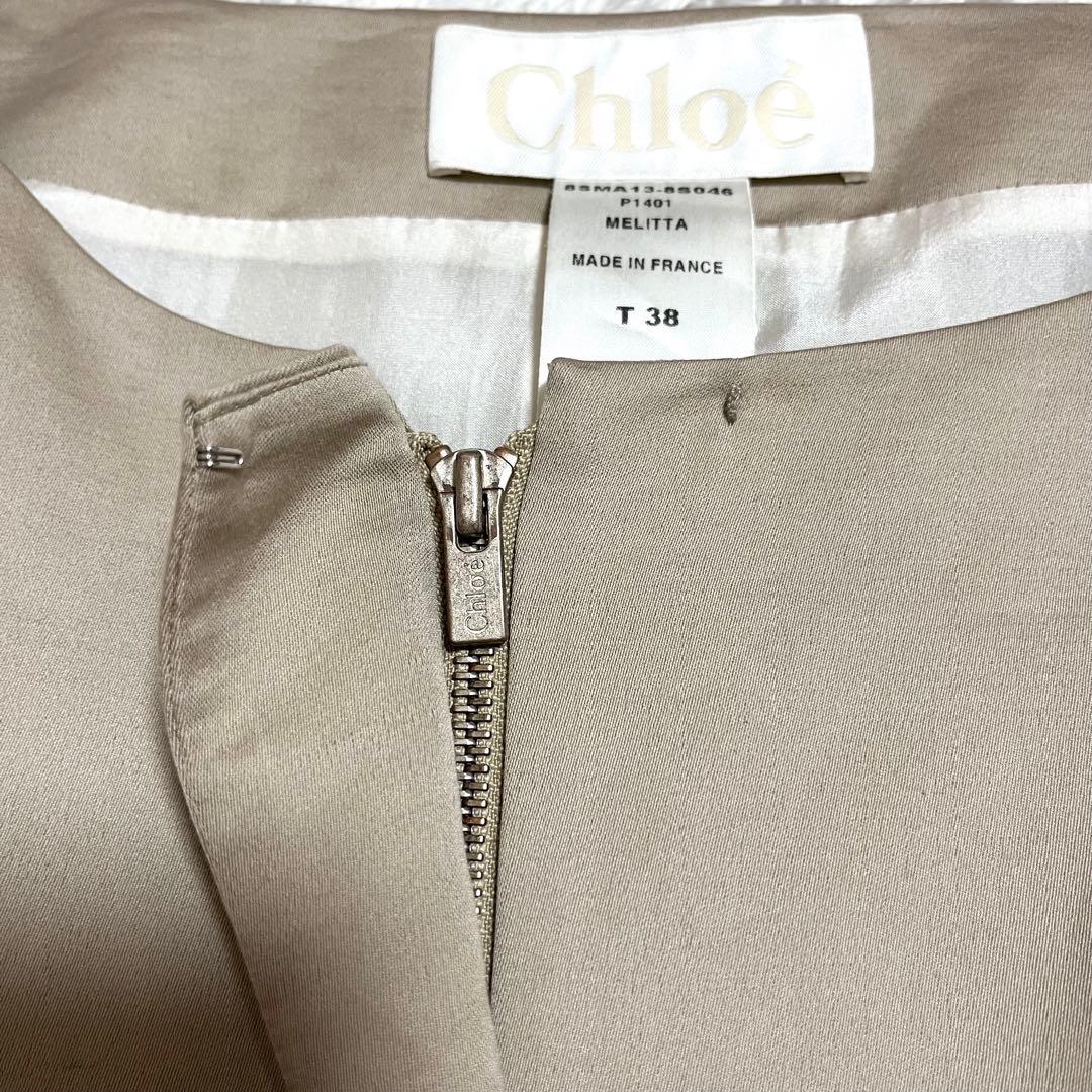 クロエ Chloe ノーカラーコート 高級素材 リネン シルク ベルト