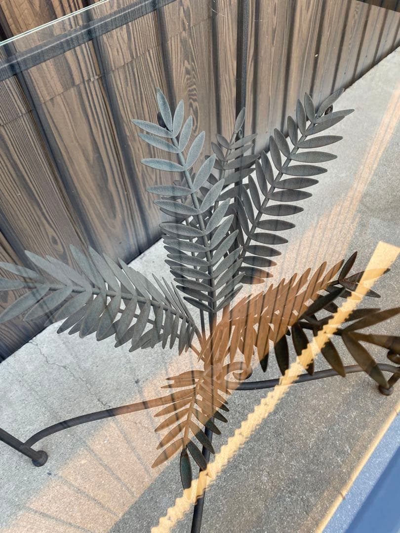 ガラステーブル　アイアンガラステーブル　花台　アイアン　天板ガラス