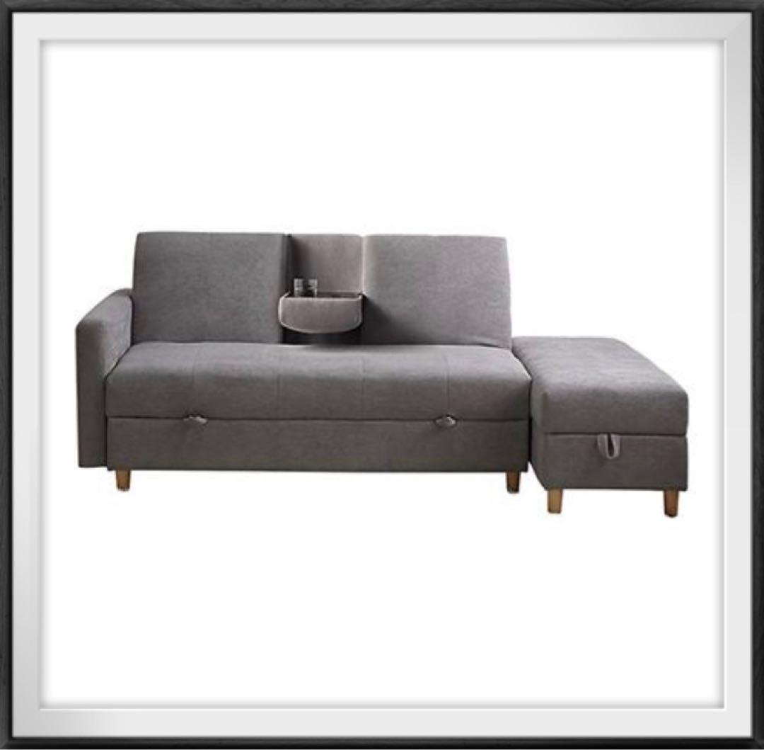 ソファ　ソファー　リクライニング　3人掛け　グレー　ソファセット　オットマン付き