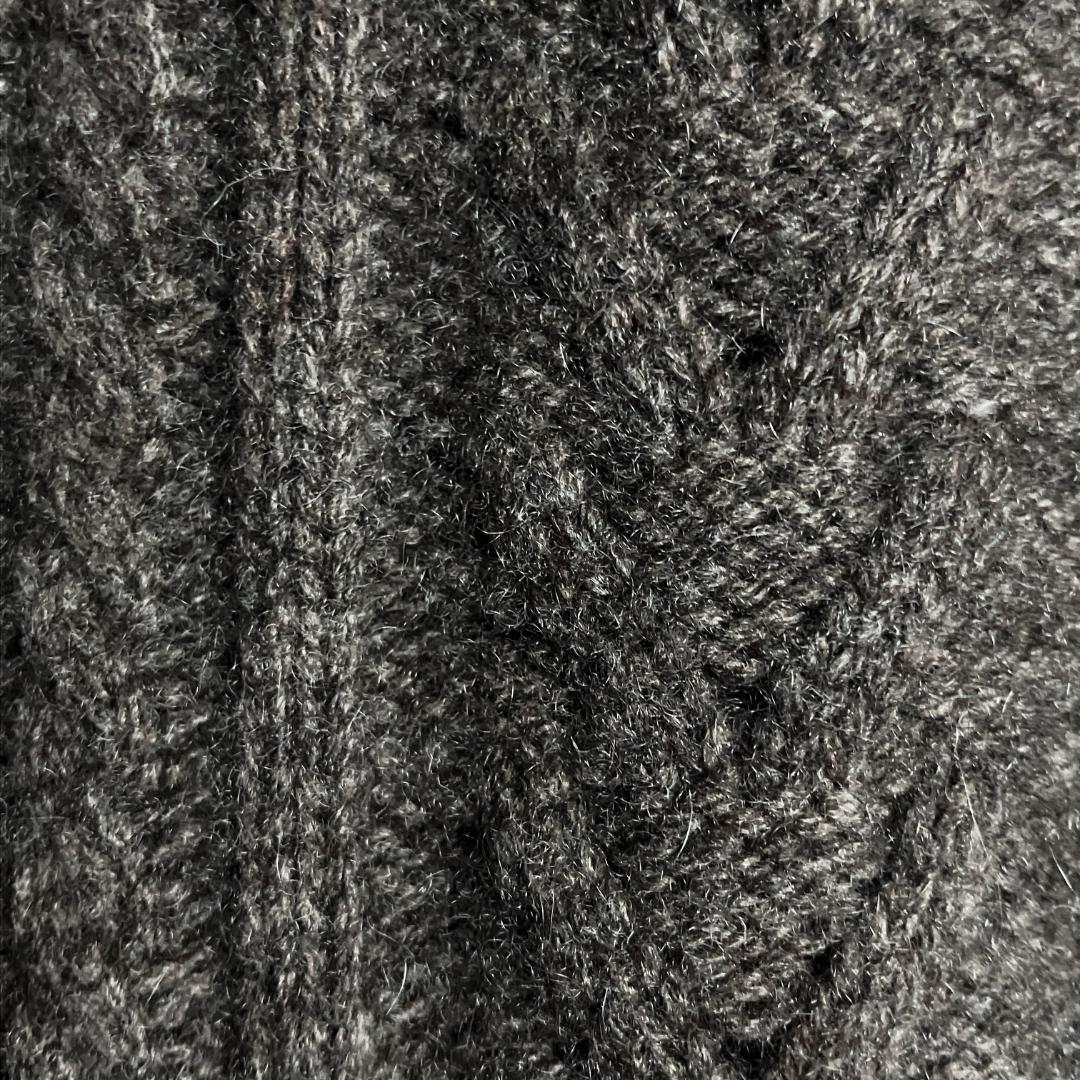 未使用級 カシミヤ100% ケーブル編み ニットカーディガン ブラウン L