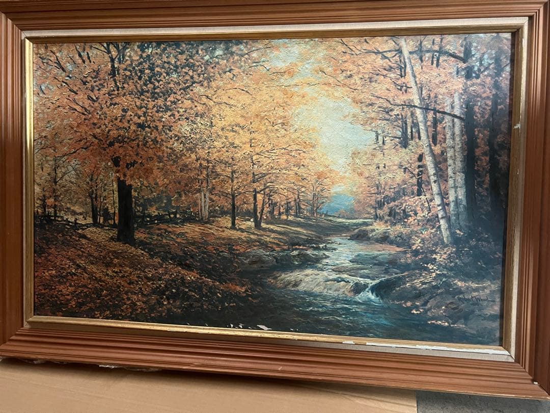 絵画 油絵 ロバートウッド 秋の風景