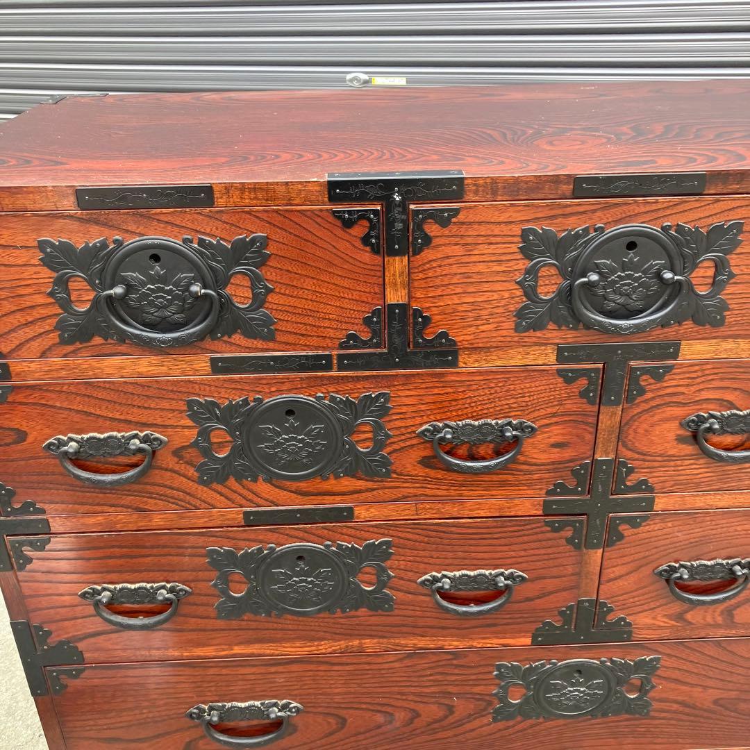 仙台箪笥 仙臺民藝 伊達箪笥 漆塗り 4段8杯 引き出し 和箪笥 サイドボード