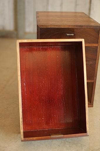 古い木製の小引き出し4段　書類棚　レターケース　古家具　古道具