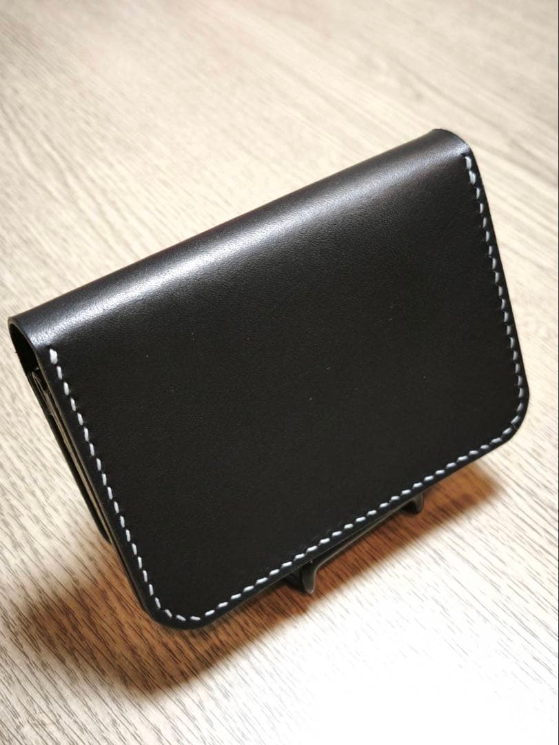 ミドル　トラッカーウォレット　 3層　ヌメ革　 ブラック