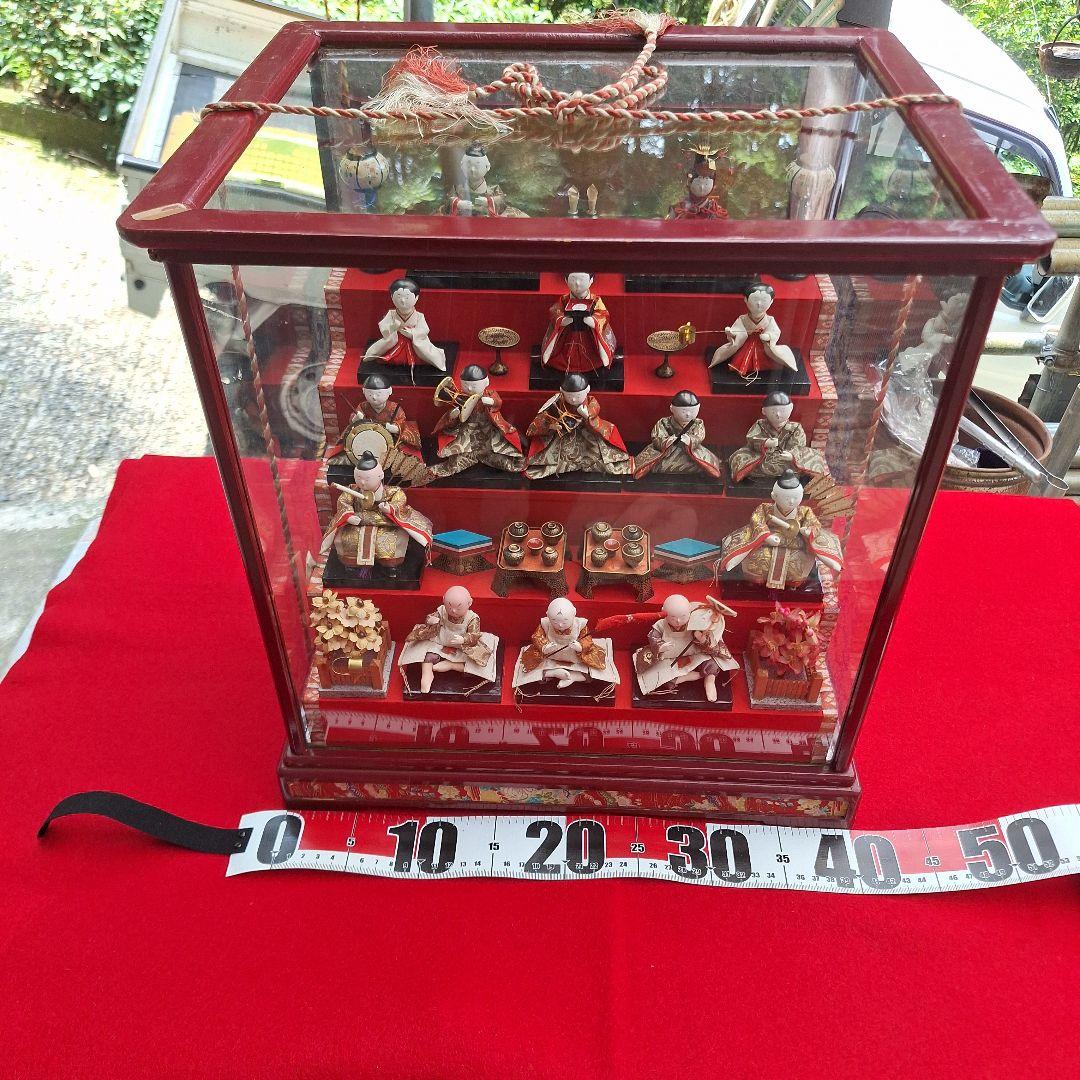 ミニ　雛人形セット ガラスケース付き　昭和レトロ