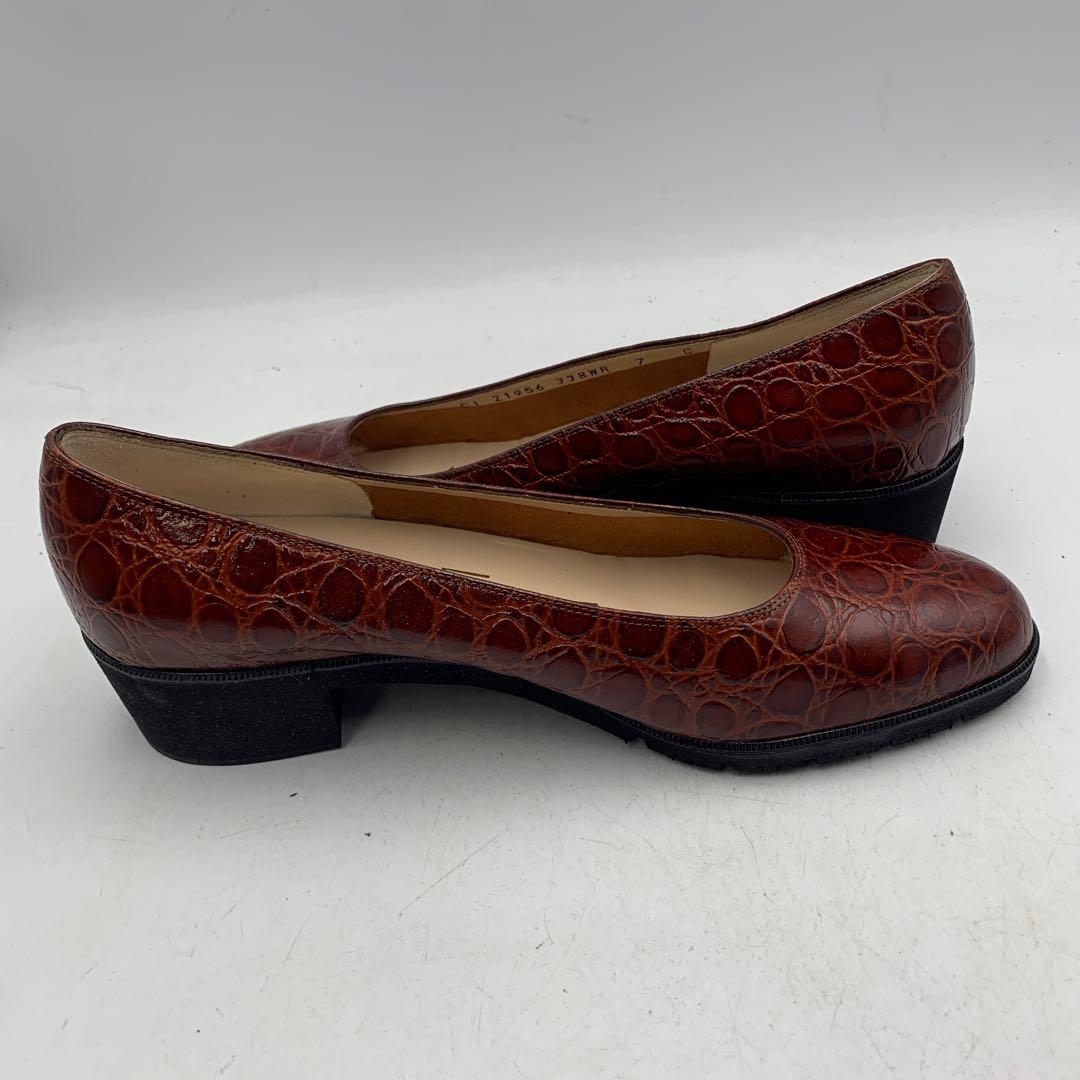 X310B フェラガモ パンプス 7C 約24cm ブラウン